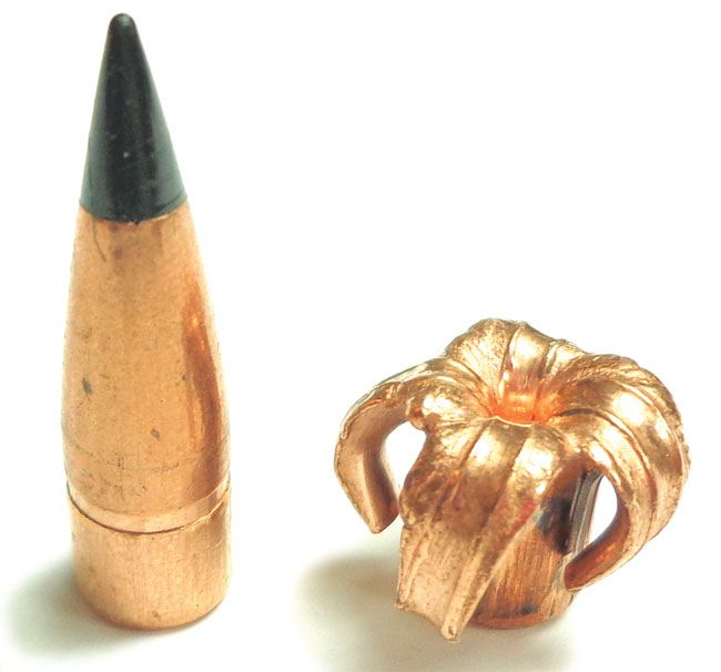 Barnes Tac-TX 110gr. Blacktip pre and post expansion.  Perhaps the most devastating supersonic 300 Blackout round.
