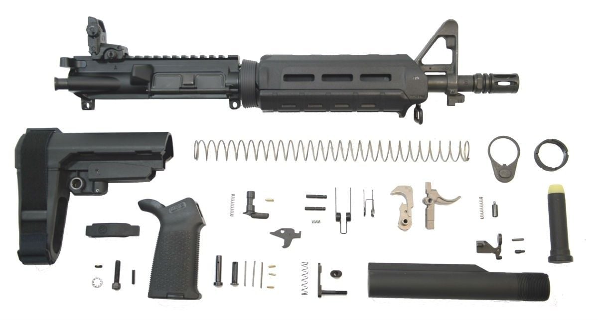 PSA 10.5" CARBINE-LENGTH 5.56 NATO 1/7 PHOSPHATE MOE EPT SBA3 PISTOL KIT WITH NIBR BCG & MBUS REAR